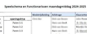 Speelschema seizoen 2024/2025